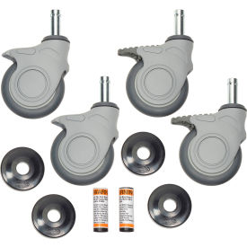 Nexel® CA5SBP (2) Swivel (2) Swivel Brake Stem Casters 5"" Polymer Set of (4) 1200 lb Cap
