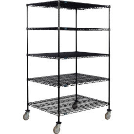 Nexel® 5 Shelf Truck Black Epoxy 72""W x 36""D x 60""H Polyurethane Swivel Casters