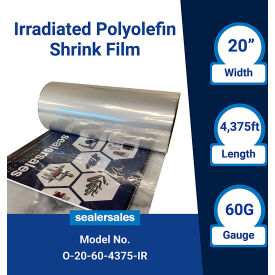 Sealer Sales O-IR Higher Performance Polyolefin CF Shrink Film 60 Ga. 20""W x 4375'L Clear 1 Roll
