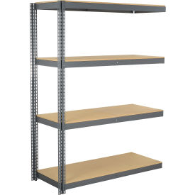Global Industrial 4 Shelf Extra Heavy Duty Boltless Shelving Add On 72""W x 18""D x 96""H Wood Deck