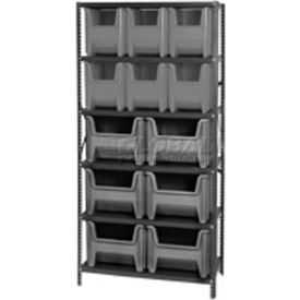 Quantum QSBU-600800 Shelving With 12 Giant Hopper Bins Gray 36x18x75
