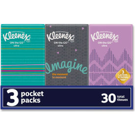 Kleenex® On The Go Packs Facial Tissues 3-Ply White 10 Sheets/Pouch 36 Packs/Case