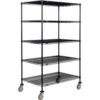 Nexel® 5 Shelf Truck Black Epoxy 36""W x 30""D x 60""H Polyurethane Swivel Casters