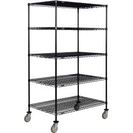 Nexel® 5 Shelf Truck Black Epoxy 36""W x 30""D x 60""H Polyurethane Swivel Casters
