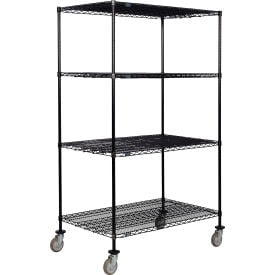 Nexel® 4 Shelf Truck Black Epoxy 48""W x 30""D x 69""H Polyurethane Swivel Casters