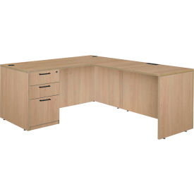 Regency Legacy L-Shaped Desk with Single Full Pedestal Drawer Unit 60""W x 30""D x 29""H Noble Oak