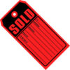 Global Industrial ""Sold"" Tag 13 Point Card Stock #5 4-3/4""L x 2-3/8""W Red/Black 500/Pack