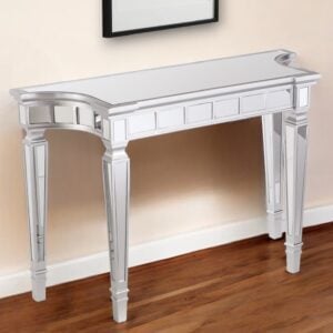 45" Silver Mirrored Glass Free Form Console Table