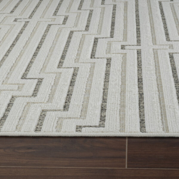 4' X 6' Cream and Beige Geometric Distressed Indoor Outdoor Area Rug
