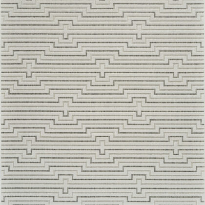 4' X 6' Cream and Beige Geometric Distressed Indoor Outdoor Area Rug