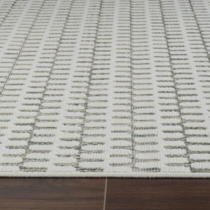 8' X 10' Cream and Beige Geometric Distressed Indoor Outdoor Area Rug