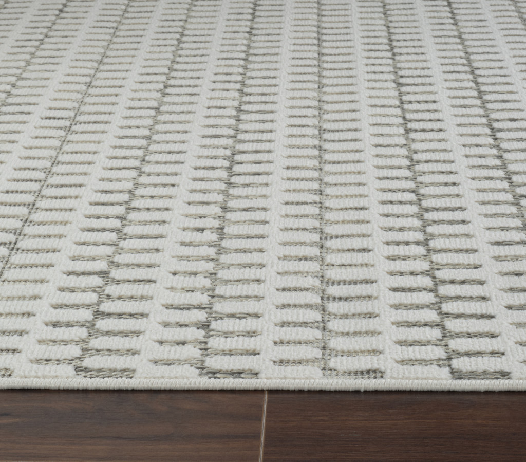8' X 10' Cream and Beige Geometric Distressed Indoor Outdoor Area Rug