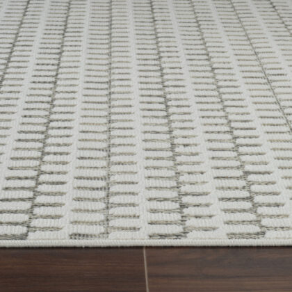 8' X 10' Cream and Beige Geometric Distressed Indoor Outdoor Area Rug