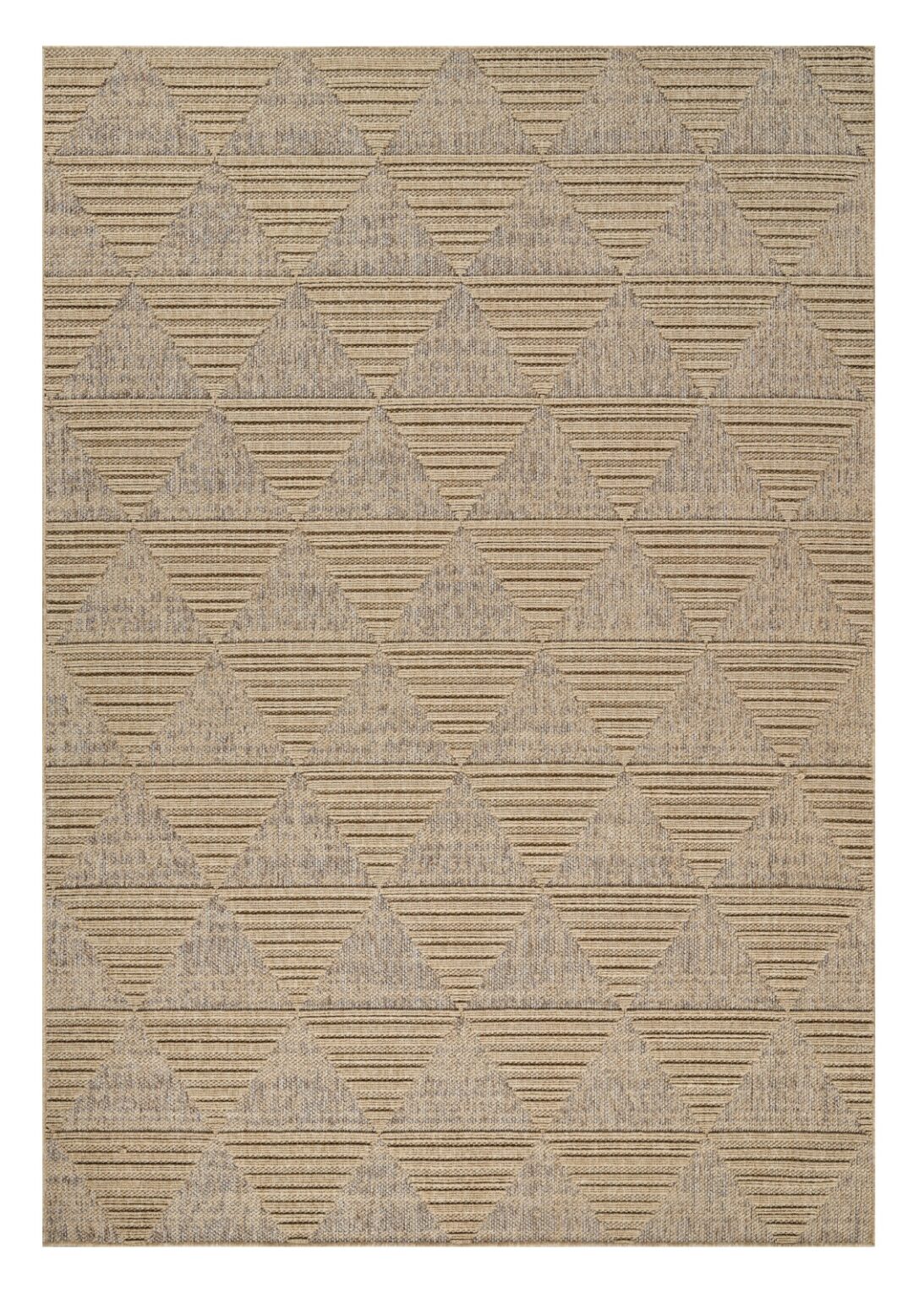 4' X 6' Beige and Brown Geometric Distressed Indoor Outdoor Area Rug