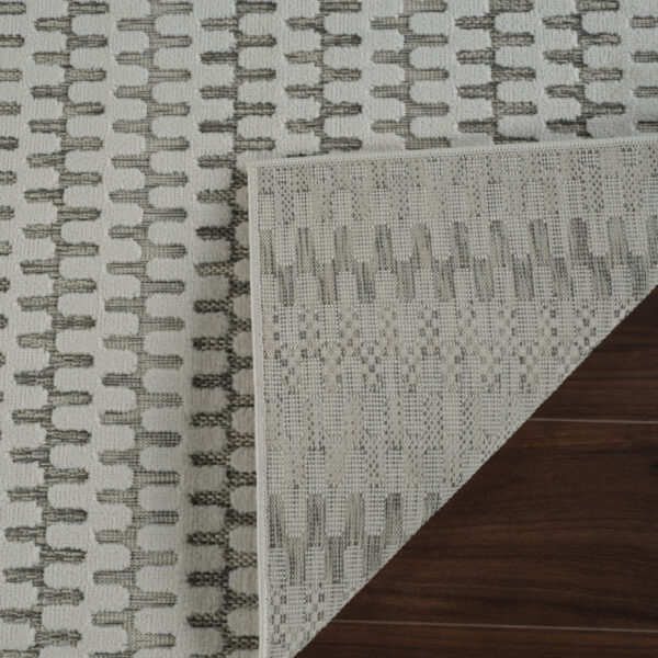 10' Cream and Beige Geometric Distressed Indoor Outdoor Runner Rug