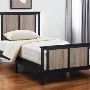 Black And Walnut Reversible Solid Wood Twin Bed Frame