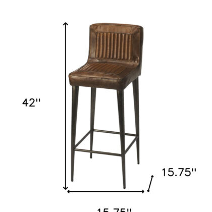 32" Brown and Black Manufactured Wood and Iron Bar Chair
