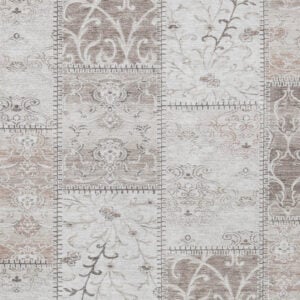3' X 5' Taupe Patchwork Washable Indoor Outdoor Area Rug