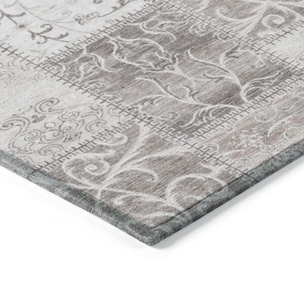 3' X 5' Taupe Patchwork Washable Indoor Outdoor Area Rug