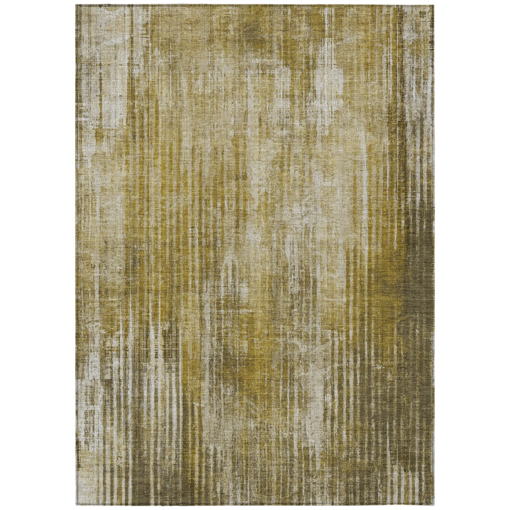 8' X 10' Brown Ivory And Taupe Striped Washable Indoor Outdoor Area Rug