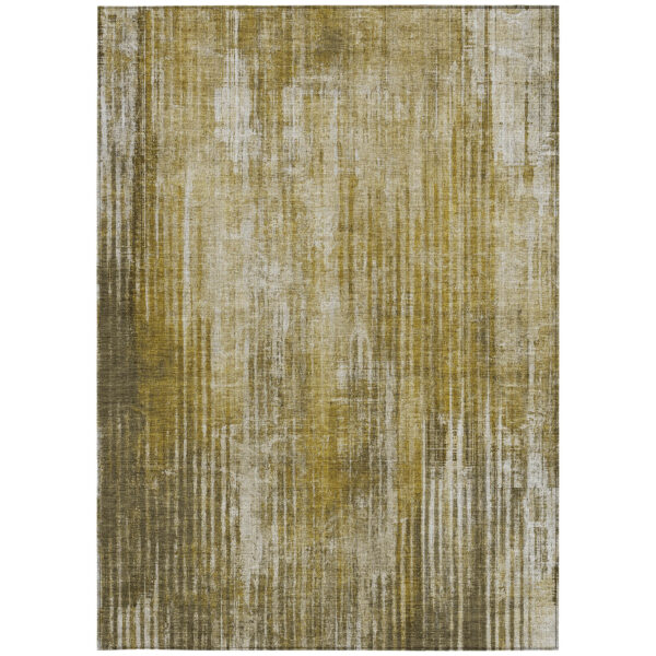 8' X 10' Brown Ivory And Taupe Striped Washable Indoor Outdoor Area Rug