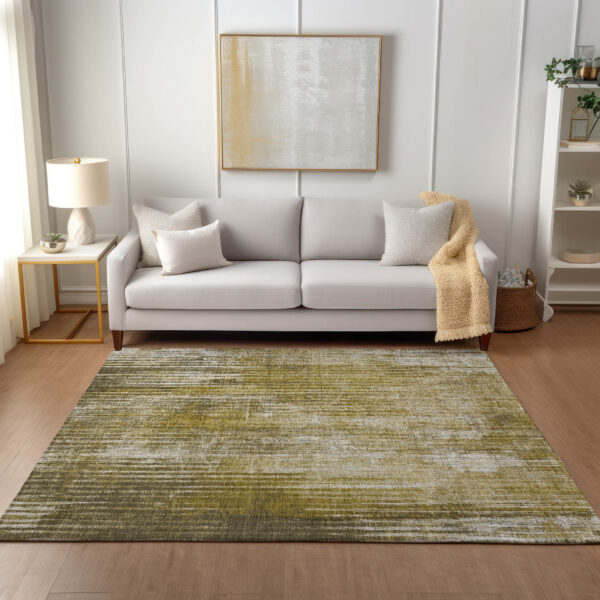 8' X 10' Brown Ivory And Taupe Striped Washable Indoor Outdoor Area Rug