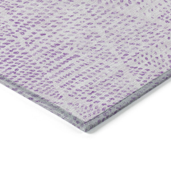 3' X 5' Purple And Ivory Geometric Washable Indoor Outdoor Area Rug