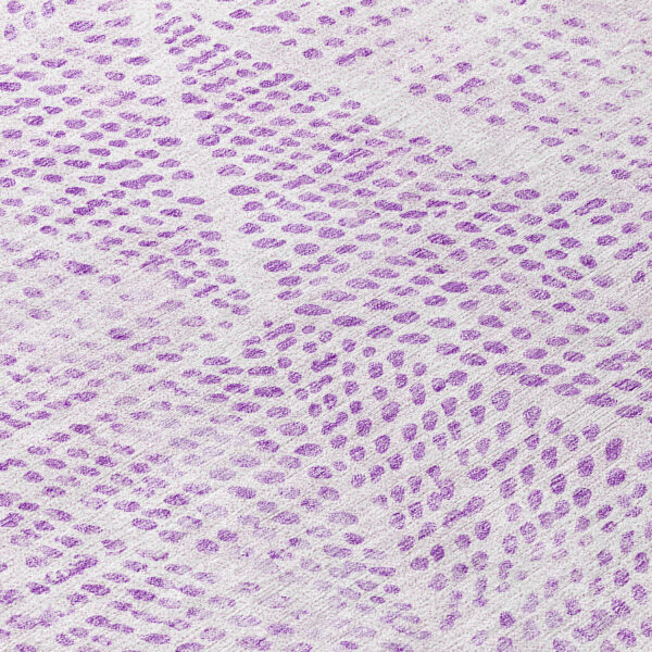 3' X 5' Purple And Ivory Geometric Washable Indoor Outdoor Area Rug