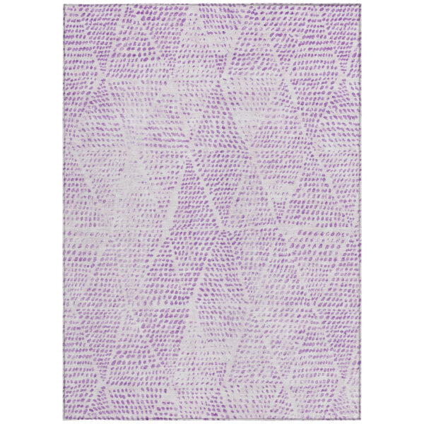 3' X 5' Purple And Ivory Geometric Washable Indoor Outdoor Area Rug