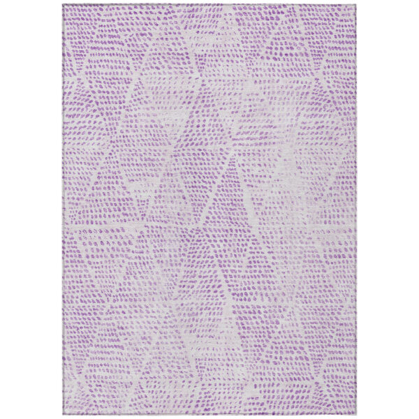 3' X 5' Purple And Ivory Geometric Washable Indoor Outdoor Area Rug