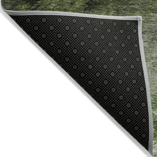9' X 12' Green And Ivory Abstract Washable Indoor Outdoor Area Rug