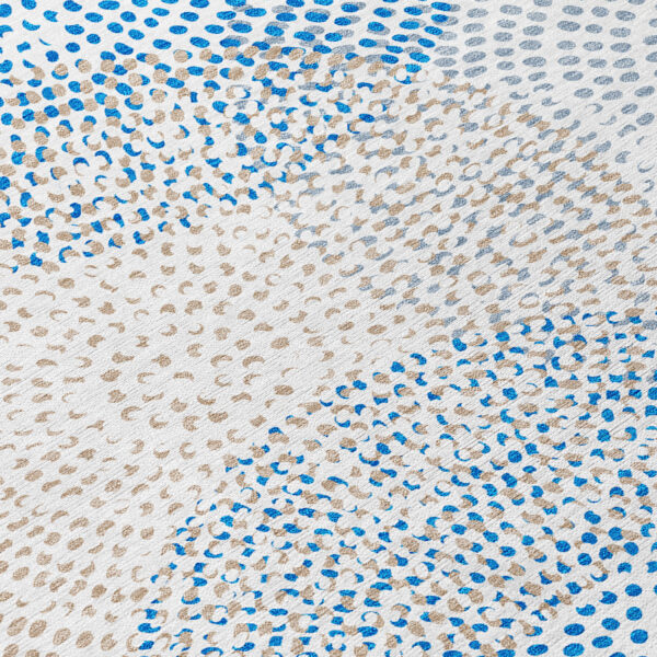 3' X 5' Ivory Blue And Taupe Polka Dot Washable Indoor Outdoor Area Rug