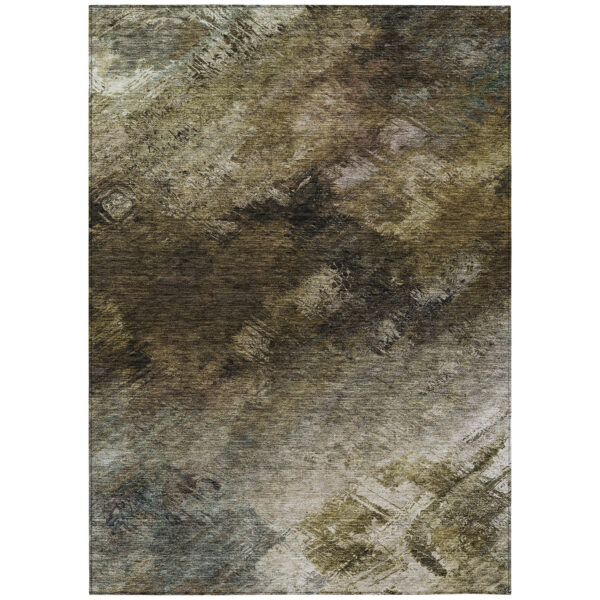 9' X 12' Chocolate And Beige Abstract Washable Indoor Outdoor Area Rug
