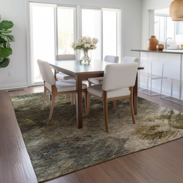 9' X 12' Chocolate And Beige Abstract Washable Indoor Outdoor Area Rug