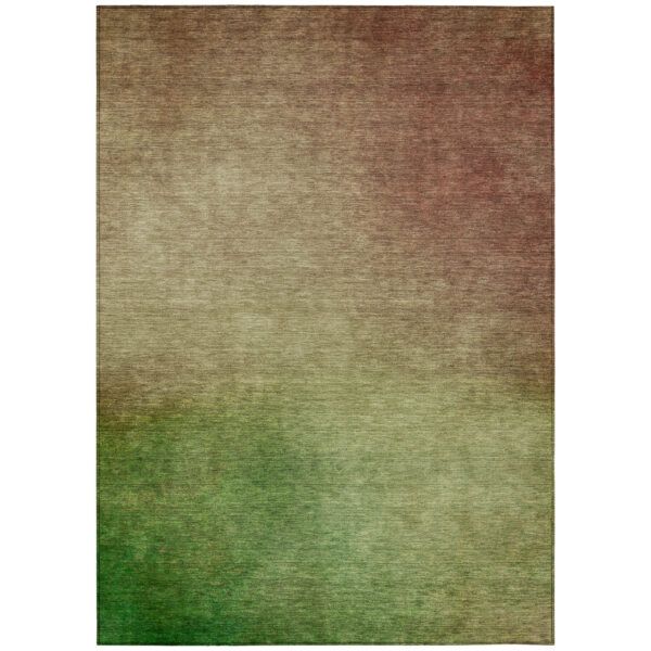 10' X 14' Blush Taupe And Green Ombre Washable Indoor Outdoor Area Rug