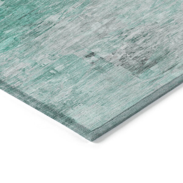 5' X 8' Teal Blue Aqua And Silver Abstract Washable Indoor Outdoor Area Rug