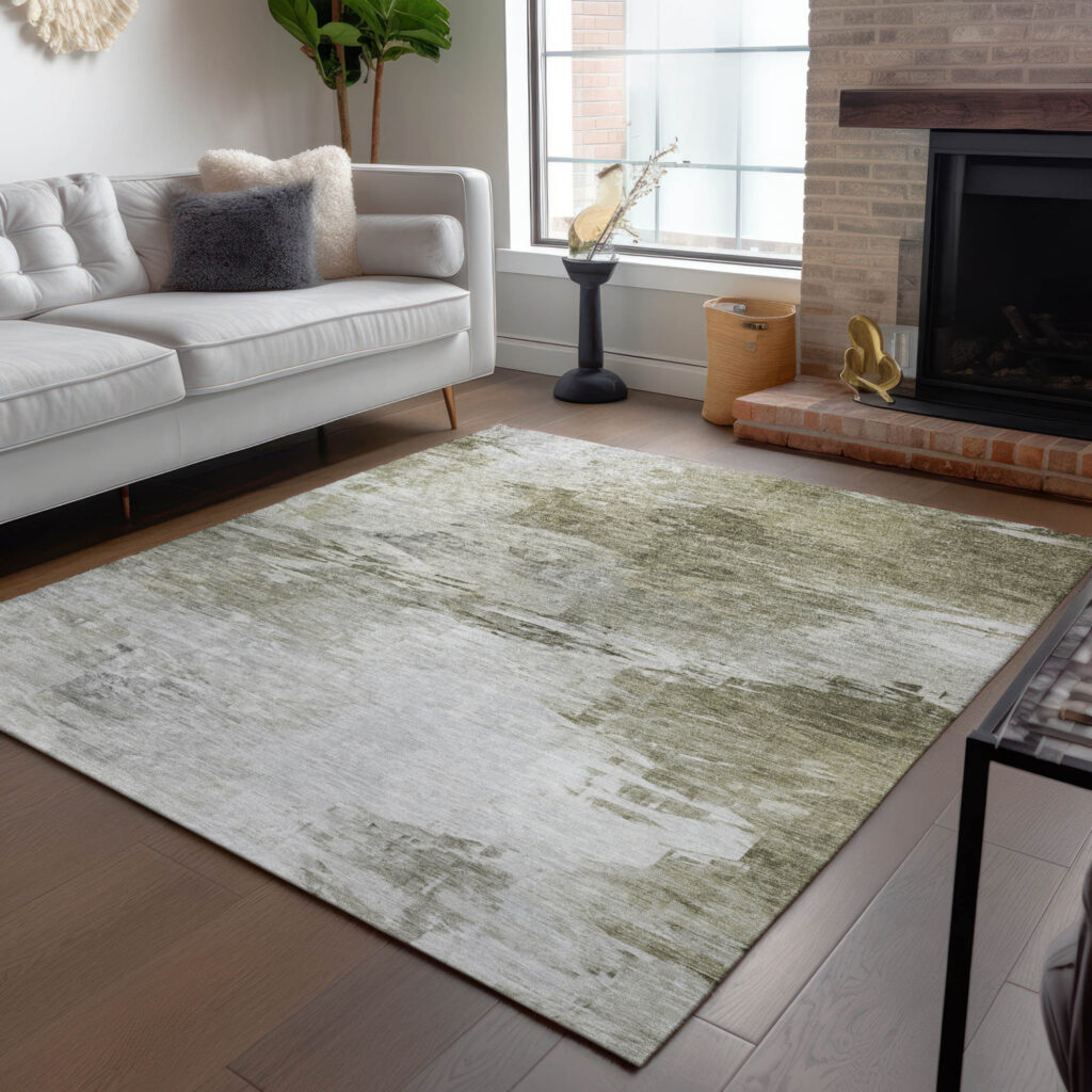 10' X 14' Taupe Beige And Brown Abstract Washable Indoor Outdoor Area Rug