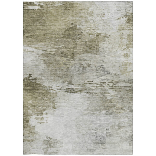 10' X 14' Taupe Beige And Brown Abstract Washable Indoor Outdoor Area Rug