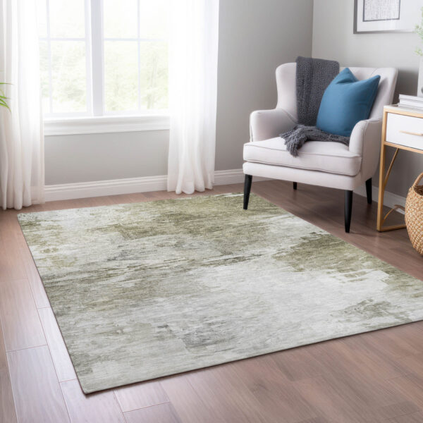 10' X 14' Taupe Beige And Brown Abstract Washable Indoor Outdoor Area Rug