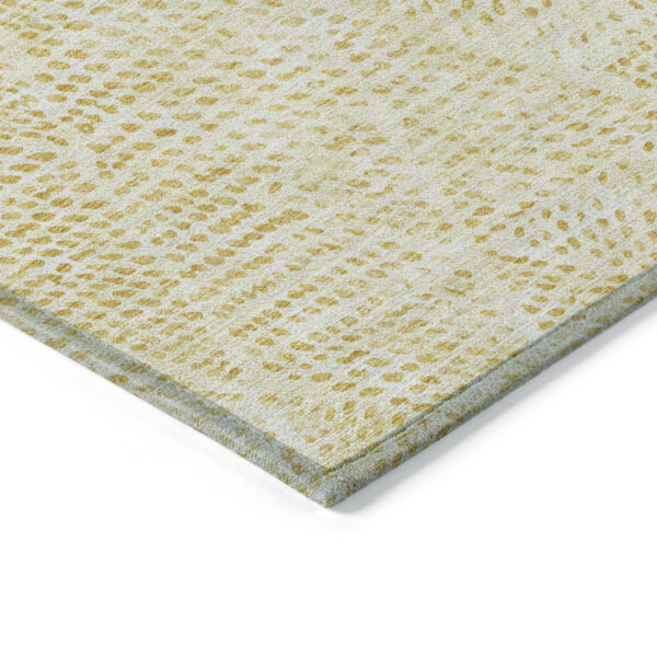 5' X 8' Wheat Gold And Ivory Geometric Washable Indoor Outdoor Area Rug