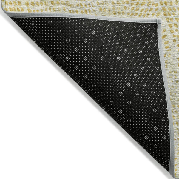 5' X 8' Wheat Gold And Ivory Geometric Washable Indoor Outdoor Area Rug