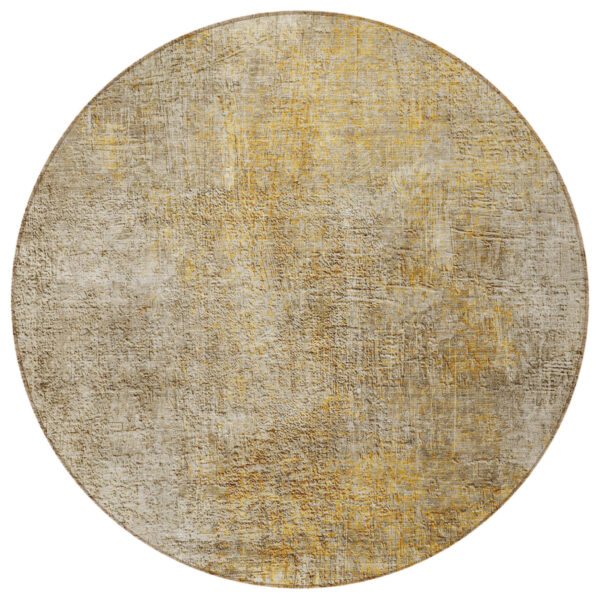8' Beige Taupe And Ivory Round Abstract Washable Indoor Outdoor Area Rug
