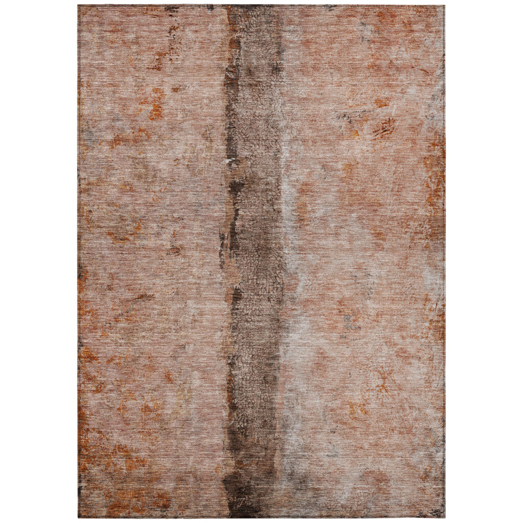 10' X 14' Orange Peach And Brown Abstract Washable Indoor Outdoor Area Rug