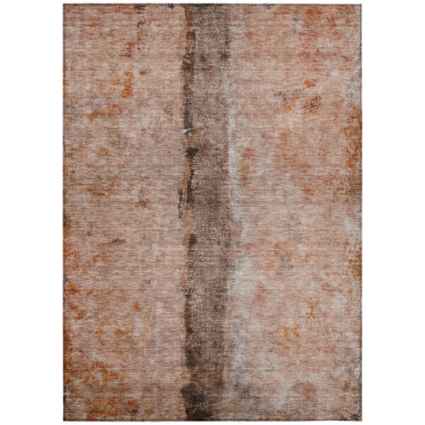 10' X 14' Orange Peach And Brown Abstract Washable Indoor Outdoor Area Rug