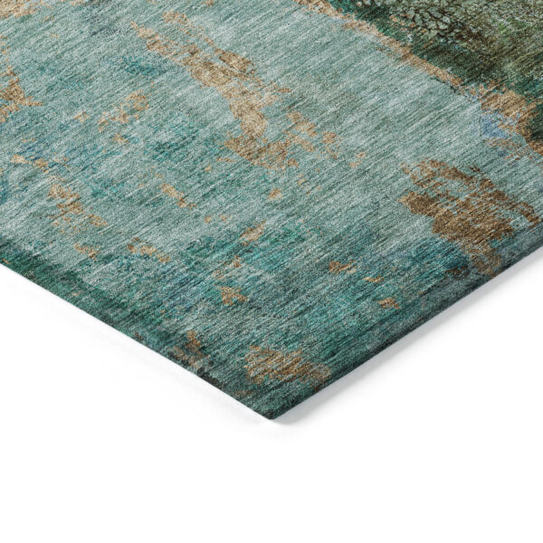 3' X 5' Blue And Gold Abstract Washable Indoor Outdoor Area Rug