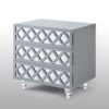 24" Light Gray And Mirrored Glass Wood Cutwork End Table With Three Drawers