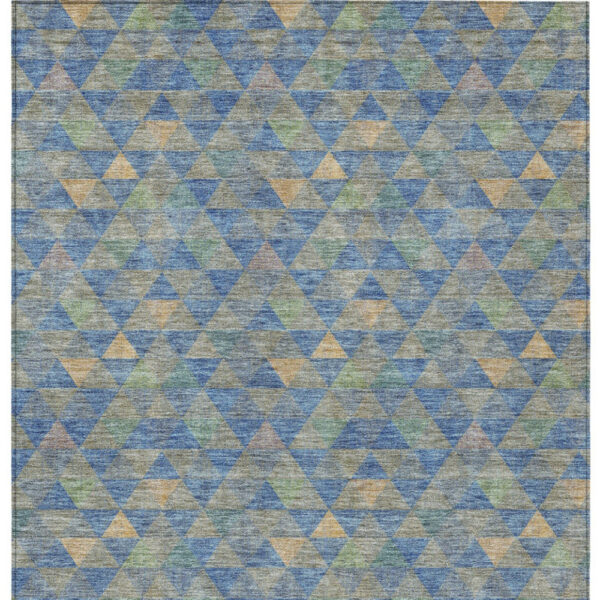 10' X 14' Sky Blue And Gray Geometric Washable Indoor Outdoor Area Rug