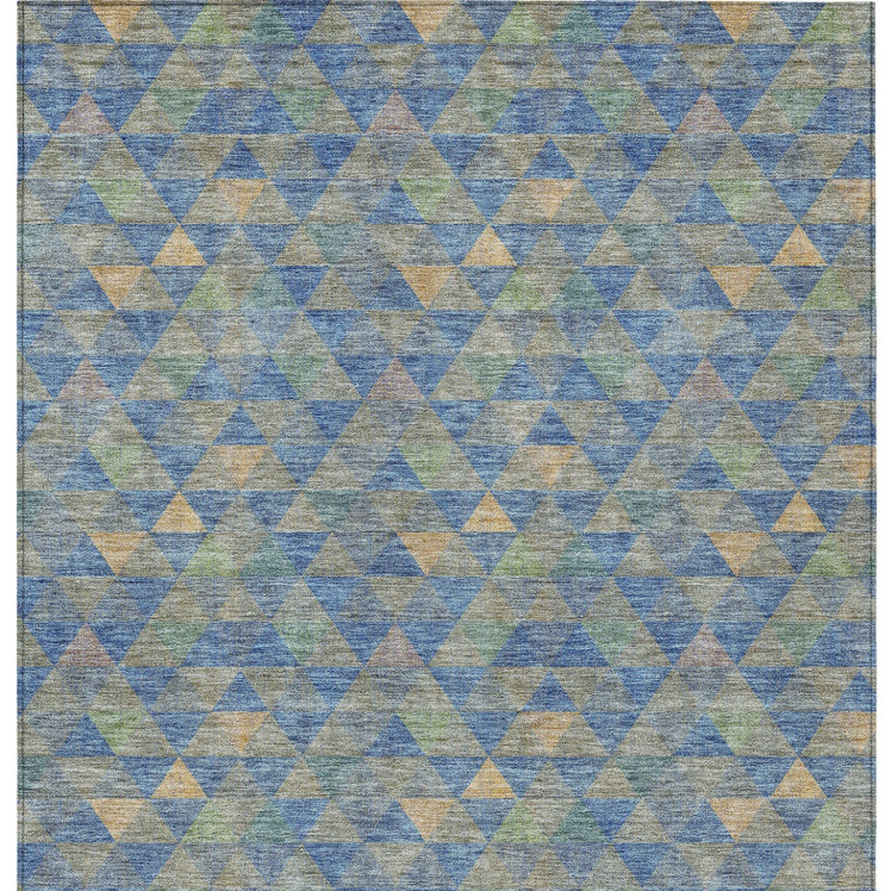 10' X 14' Sky Blue And Gray Geometric Washable Indoor Outdoor Area Rug