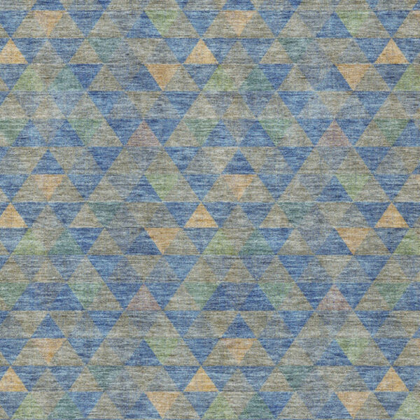 10' X 14' Sky Blue And Gray Geometric Washable Indoor Outdoor Area Rug