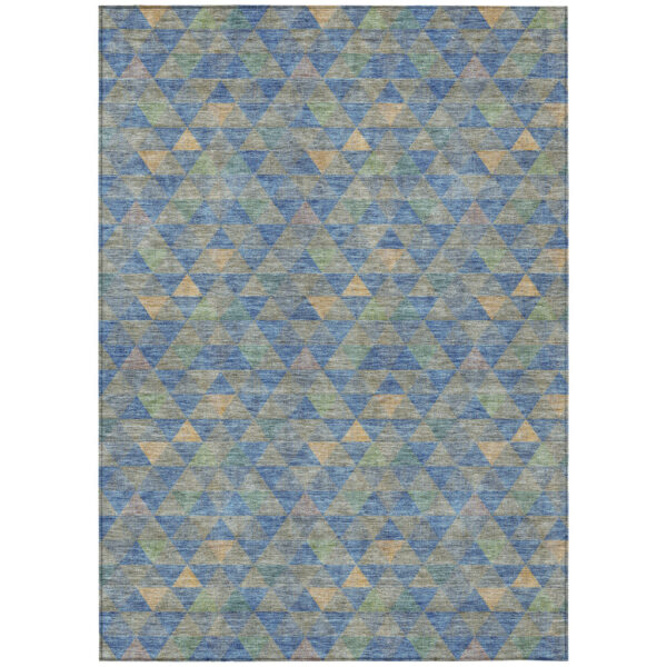 10' X 14' Sky Blue And Gray Geometric Washable Indoor Outdoor Area Rug